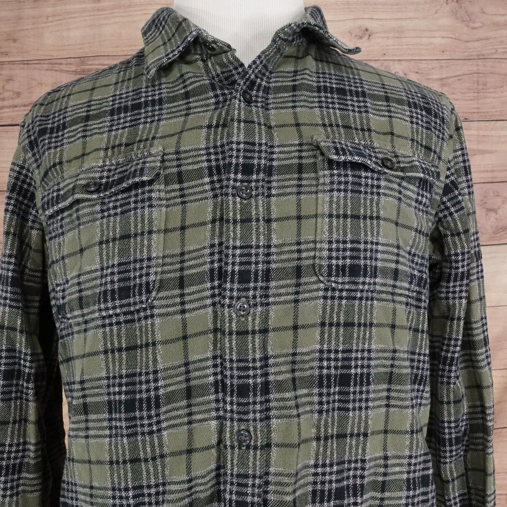 The North Face Shirt Mens L Green Plaid Long Sleeve Button-Up Flannel